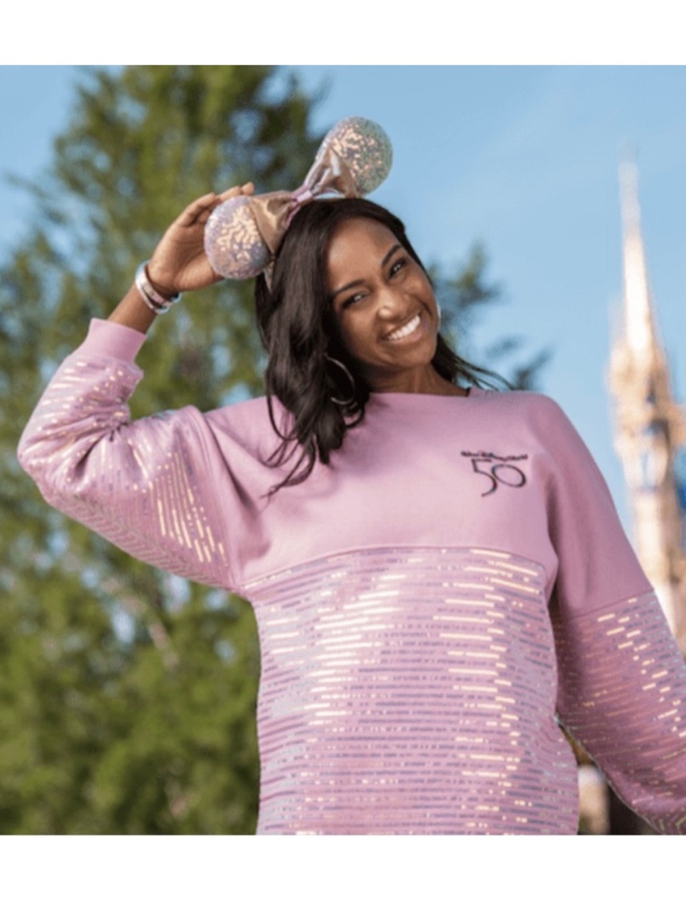 Disney World 50th Anniversary Sequin Spirit Jersey Sweatshirt Sparkle Size XS